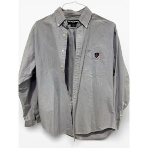 VINTAGE Ralph Lauren Golf Tilden Blue Label Button Down Shirt Mens M Blue